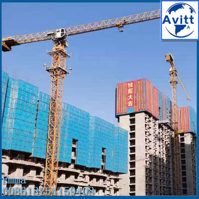 QTZ125 10 टन पोटेइन टेक्नोलॉजी टावर क्रेन 65 मीटर वर्किंग आर्म